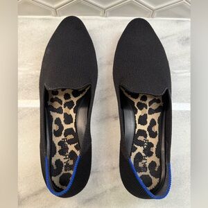 Rothy's Almond Black Flats with Blue Accent